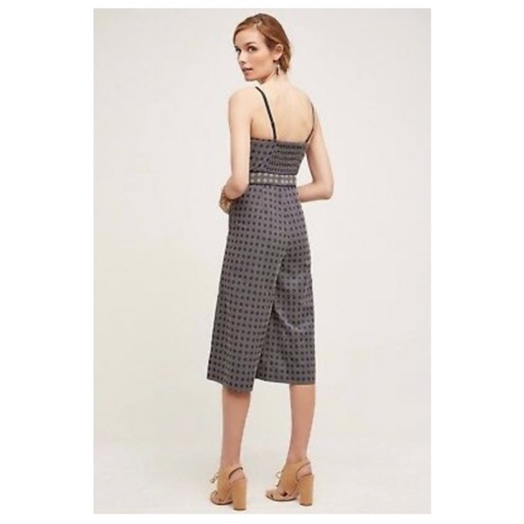 ANTHROPOLOGIE ELEVENSES REMY CROPPED ROMPER NAVY/CREAM - Picture 2 of 3